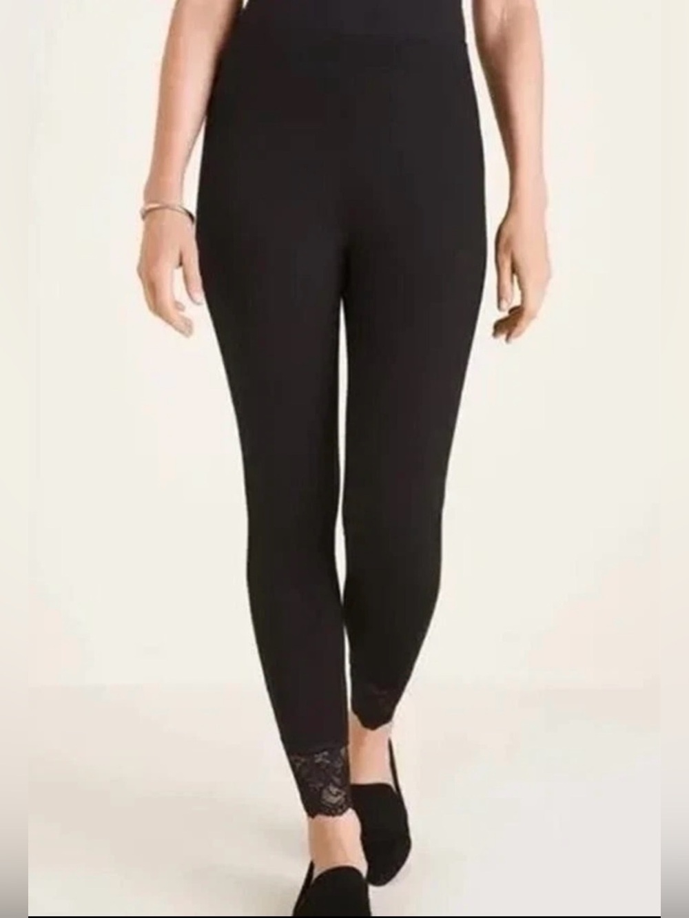 Chicos sz 3R US 16R Leggings Pull On High Rise Lace Hem Casual Preppy $80